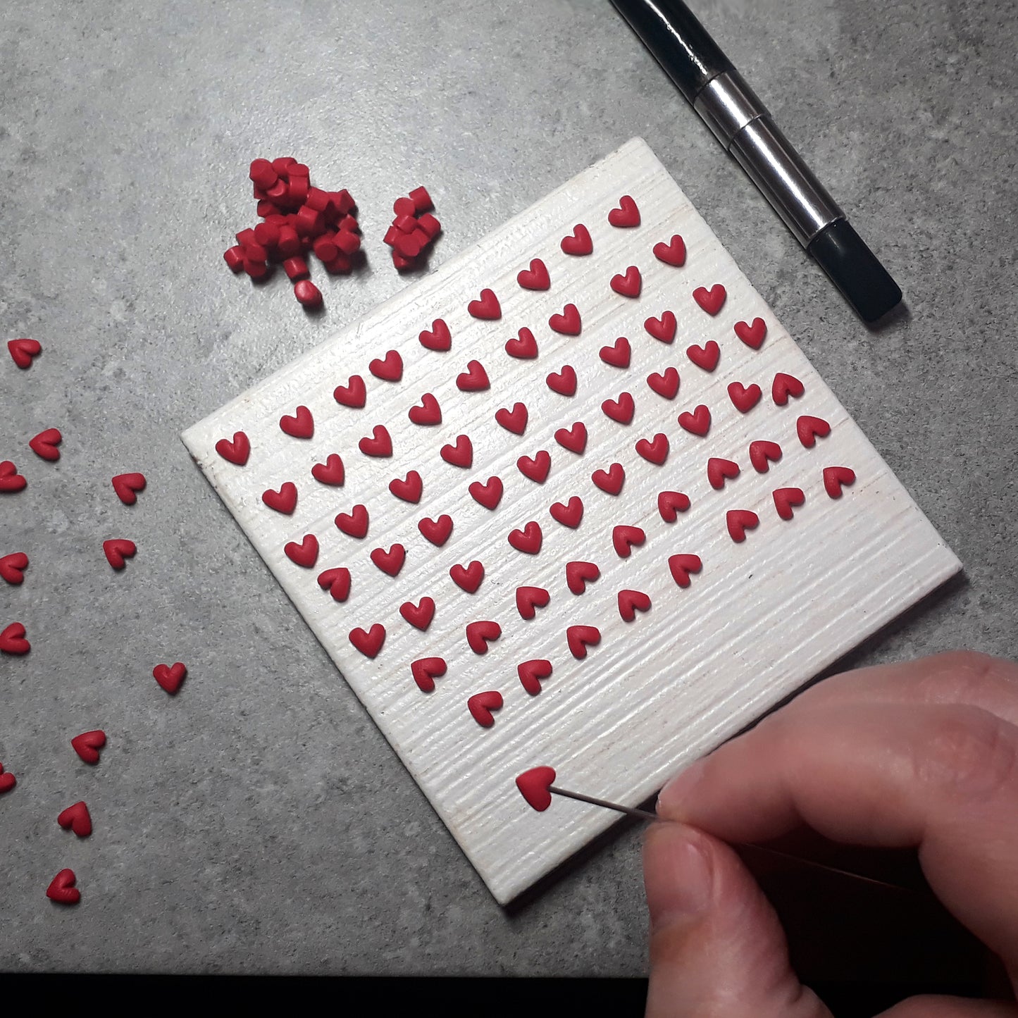 Stud earrings white clouds with red hearts